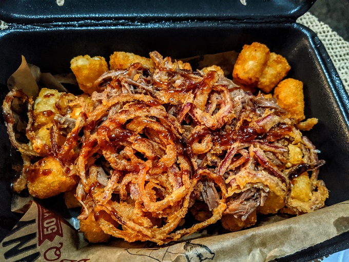 Pulled pork tater tots from Sonny's BBQ