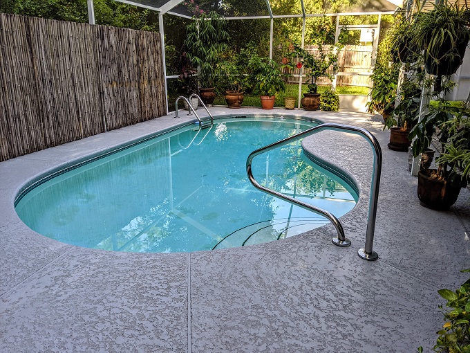 The swimming pool at our Airbnb in Inverness, FL