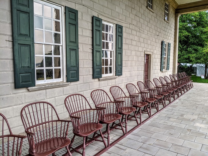 Outdoor seating at the back of Mount Vernon