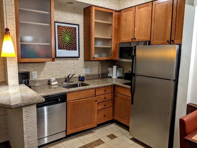 The kitchen in our suite at the Residence Inn Roanoke Airport
