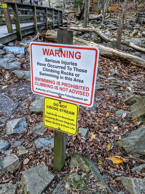 Cunningham Falls State Park - Cunningham Falls warning