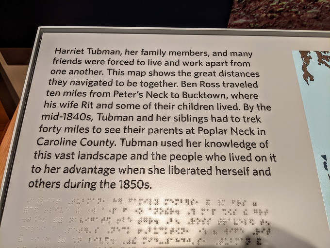 Harriet Tubman Underground Railroad National Historical Park - Exhibit with braille