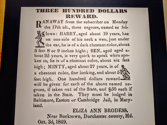 Harriet Tubman Underground Railroad National Historical Park - Reward poster