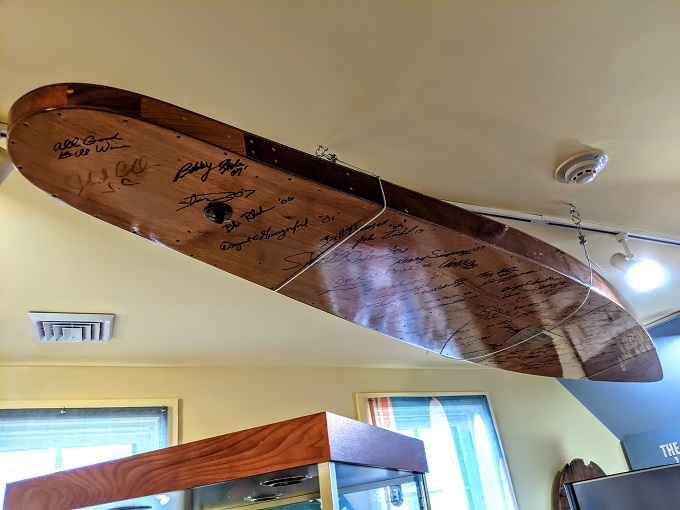 Ocean City Life-Saving Station Museum - 10 foot balsa wood surfboard