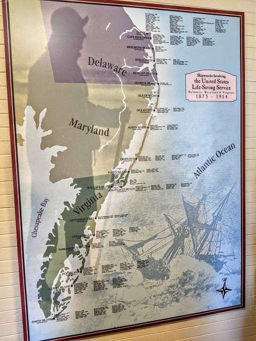 Ocean City Life-Saving Station Museum - Map of shipwrecks involving the US Life-Saving Service from 1875-1914