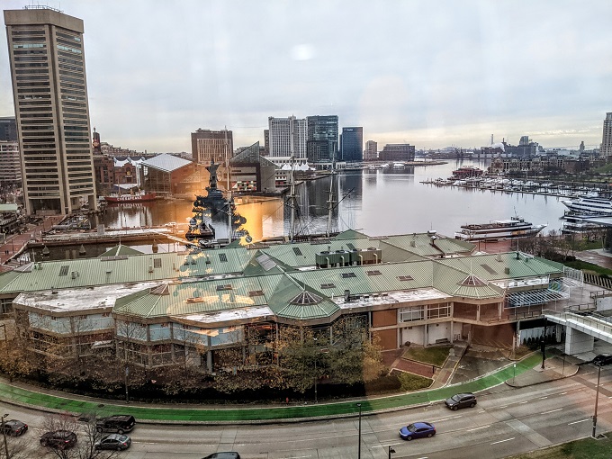 Our view of the Inner Harbor from our room at the Hyatt Regency