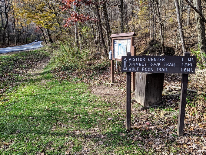 Start of the Wolf Rock & Chimney Rock Trails