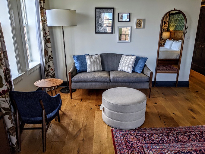 Hotel Revival Baltimore, MD - Couch, ottoman & other table & chair