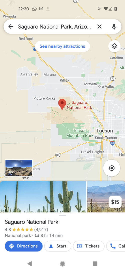 6 Google Maps Saguaro National Park