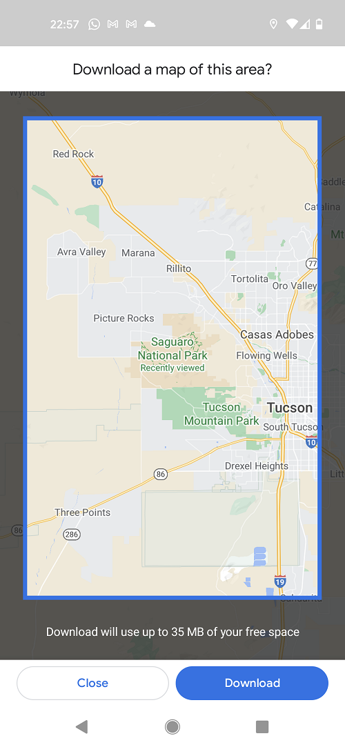 9 Google Maps download Saguaro National Park