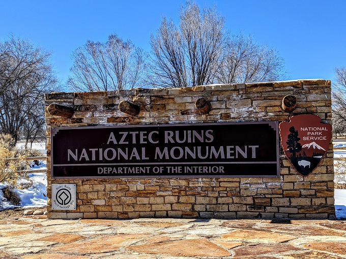 Aztec Ruins National Monument sign