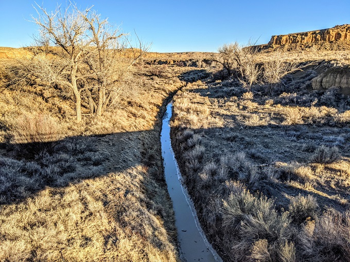 Chaco Culture National Historical Park - Chaco Wash running through Chaco Canyon