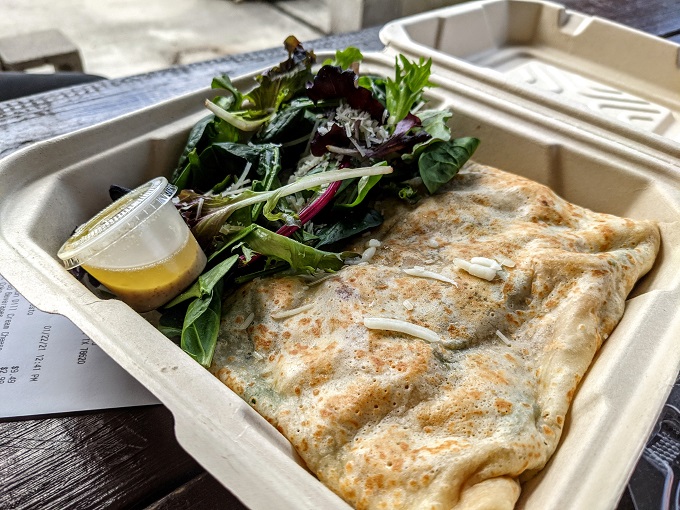 Chicken basil pesto crepe from Crepe Crazy
