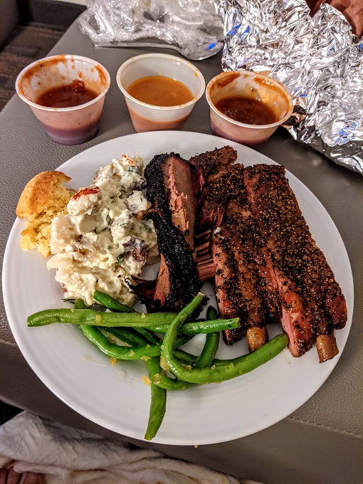 Dinner from Terry Black's Barbecue in Austin, TX
