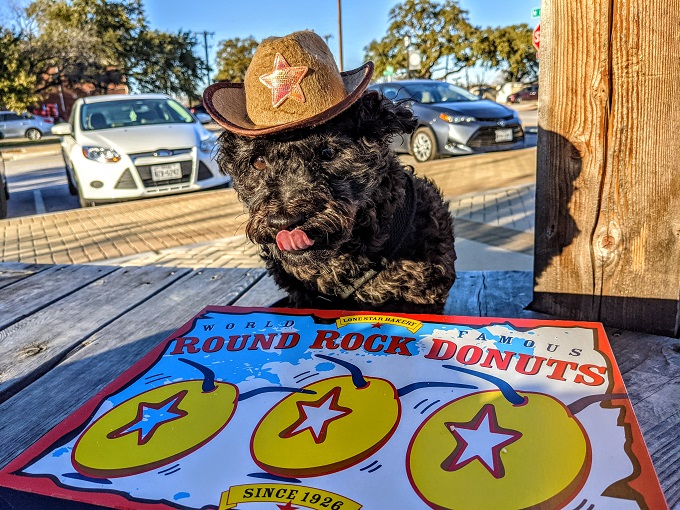 Even Truffles knows Round Rock Donuts is delicious