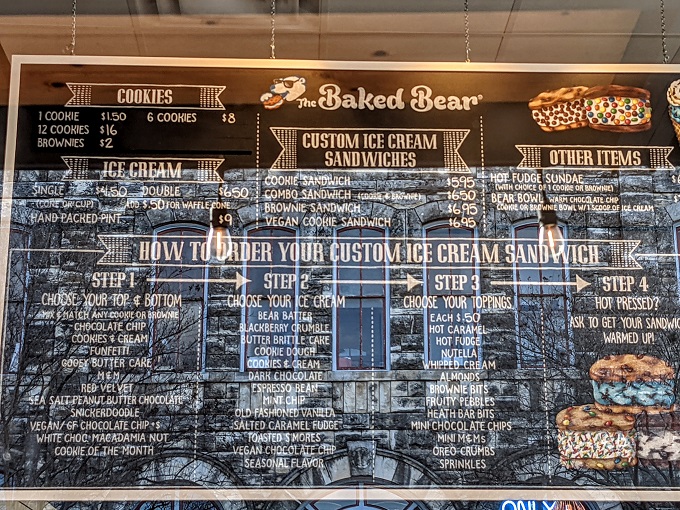 The Baked Bear menu in Georgetown, TX