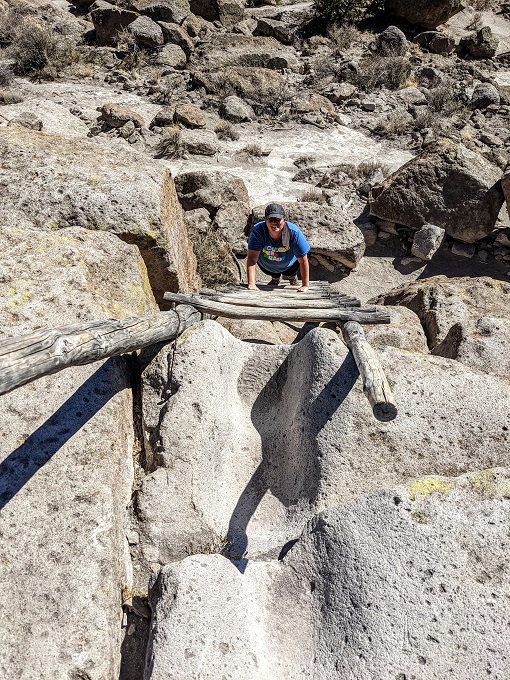 Tsankawi Prehistoric Sites - Shae heading up