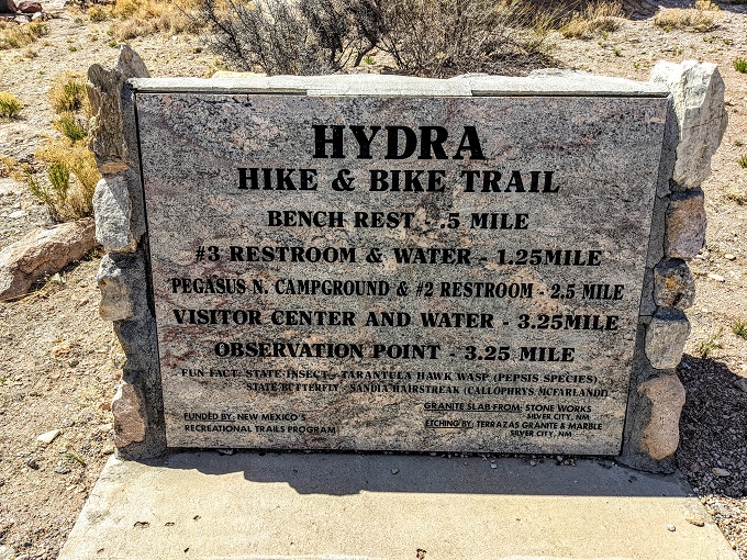 City of Rocks State Park - Hydra Trail sign