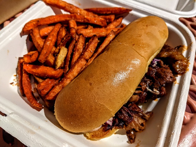 Sandia Peak Tramway - Ten 3 food - Brisket sammie with sweet potato fries
