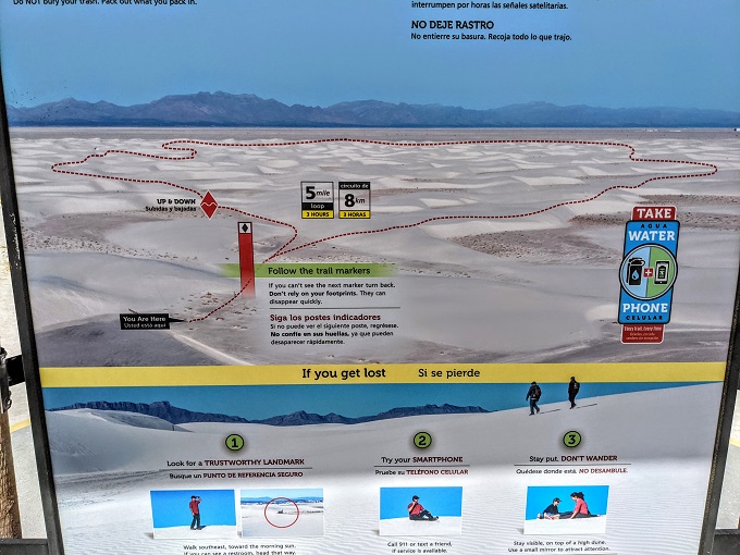 White Sands National Park - Alkali Flat Trail map
