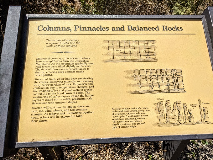 Chiricahua National Monument - Information board about how the rock formations were created