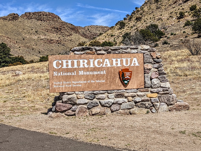 Chiricahua National Monument entrance sign