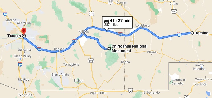 Deming to Tucson via Chiricahua National Monument