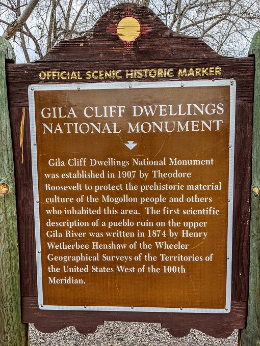 Gila Cliff Dwellings National Monument historic marker