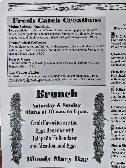 Carlsbad Tavern menu - Seafood & brunch specials