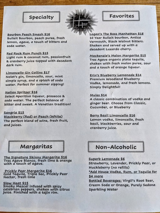 Hideaway House cocktail menu