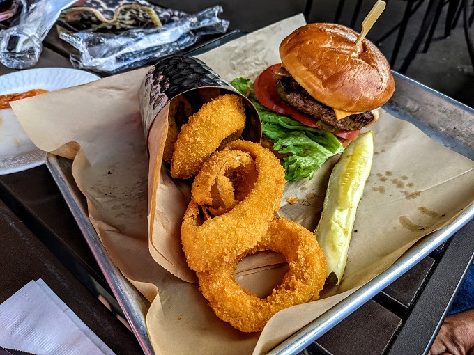 Holiday Inn & Suites Phoenix Airport North, AZ - The Classic burger with onion rings from Burger Theory