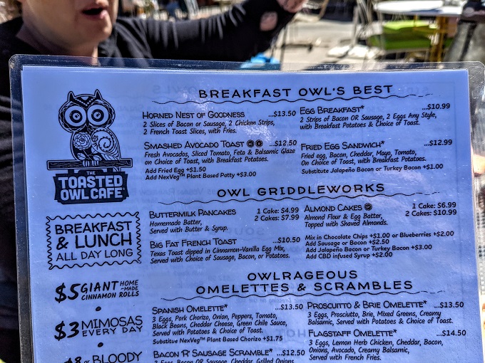 The Toasted Owl Cafe menu 1