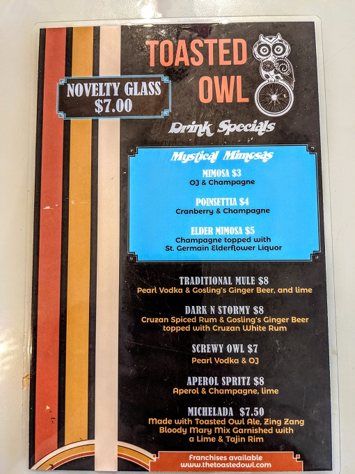 The Toasted Owl Cafe menu - drink specials 2