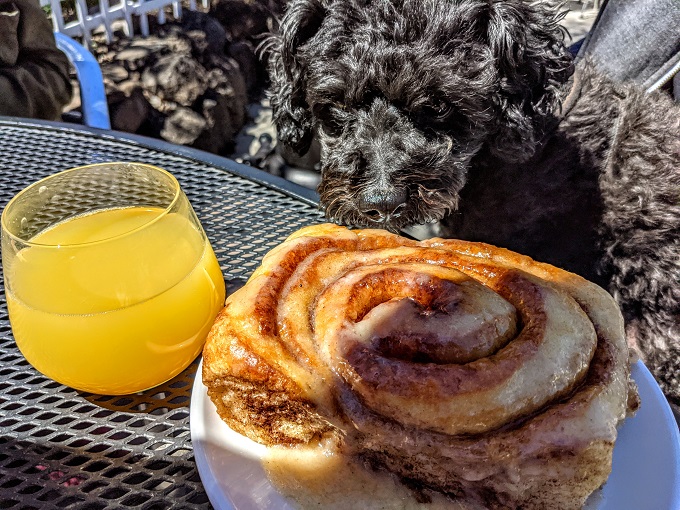 Truffles for scale of the cinnamon roll