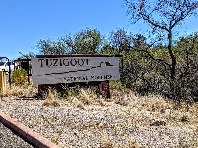 Tuzigoot National Monument entrance sign