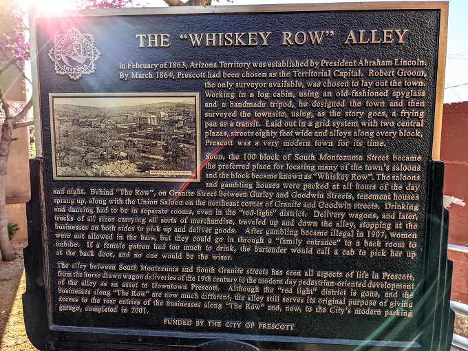 Whiskey Row alley sign in Prescott, AZ