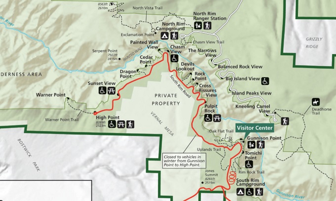 Black Canyon of the Gunnison National Park map