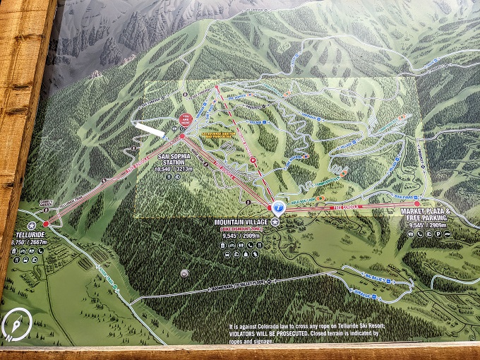 Map of the Telluride & Mountain Village Gondola route