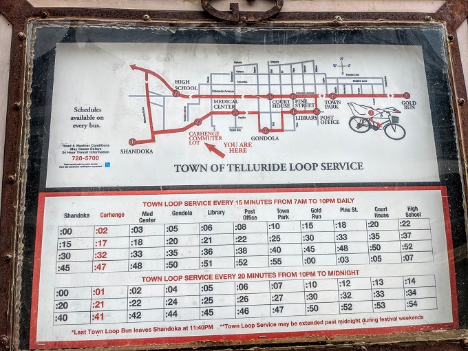 Telluride bus loop service schedule
