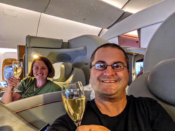 Emirates First Class - Cheers!