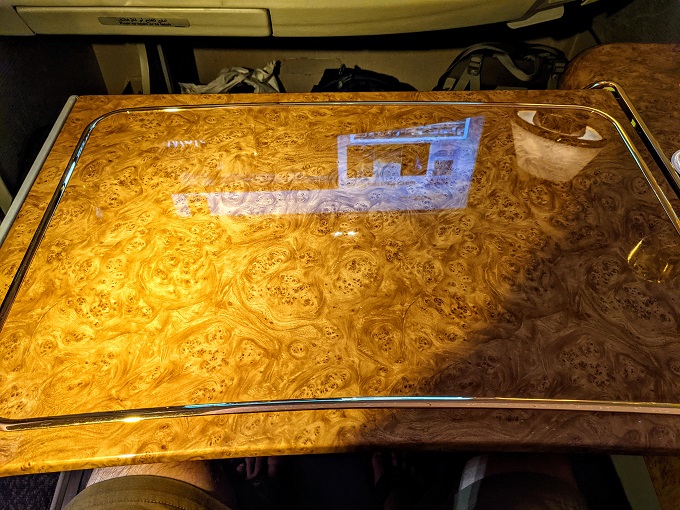 Emirates First Class - Tray table
