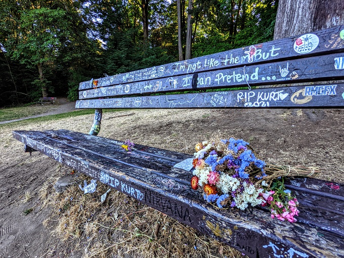 Kurt Cobain bench in Viretta Park in Seattle