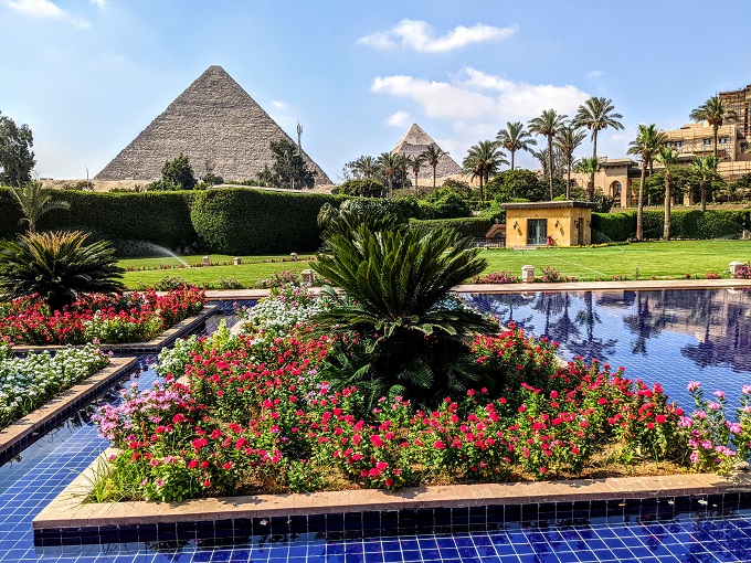 Marriott Mena House, Cairo, Egypt - View of the Pyramids of Giza from 139 Restaurant