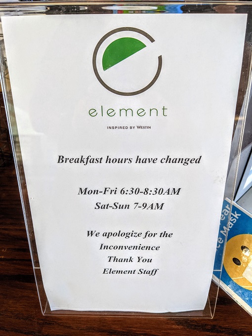 Element Denver Park Meadows, CO - Breakfast hours