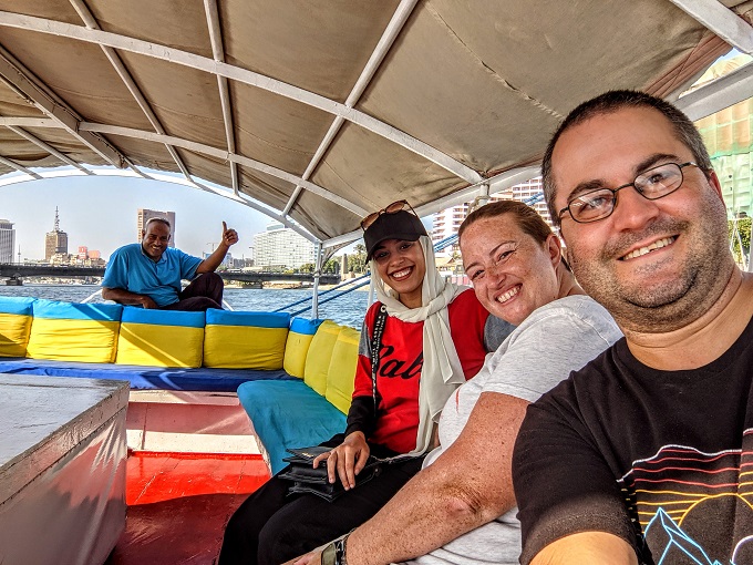 Enjoying our sailboat ride on the Nile