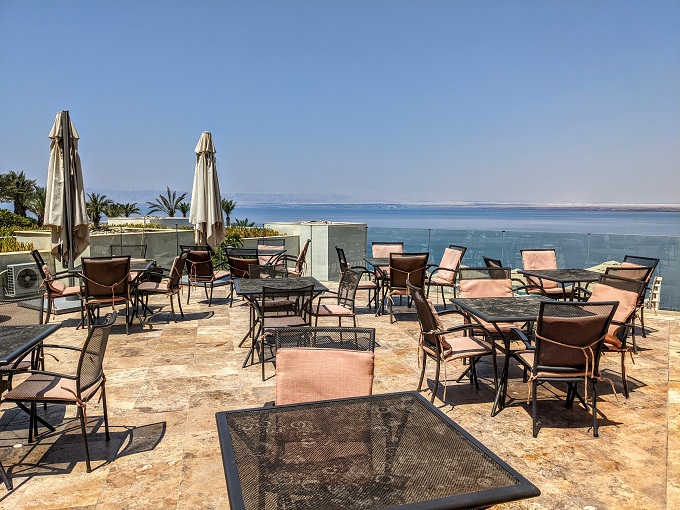 Hilton Dead Sea Resort & Spa, Jordan - Outdoor seating overlooking the Dead Sea