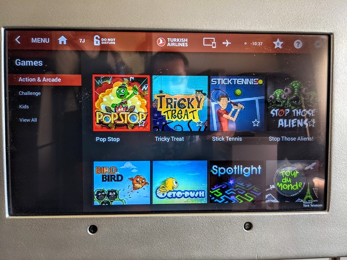Turkish Airlines Business Class IST-ORD - In flight entertainment - Games