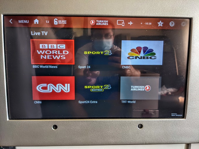 Turkish Airlines Business Class IST-ORD - In flight entertainment - Live TV