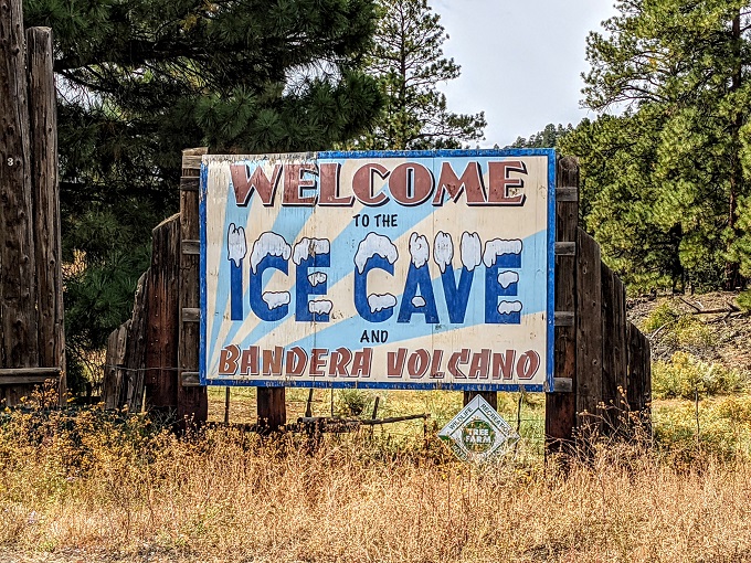 Ice Cave & Bandera Volcano welcome sign