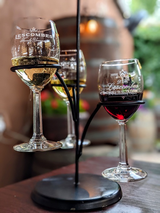 D.H. Lescombes Winery & Bistro wine flight
